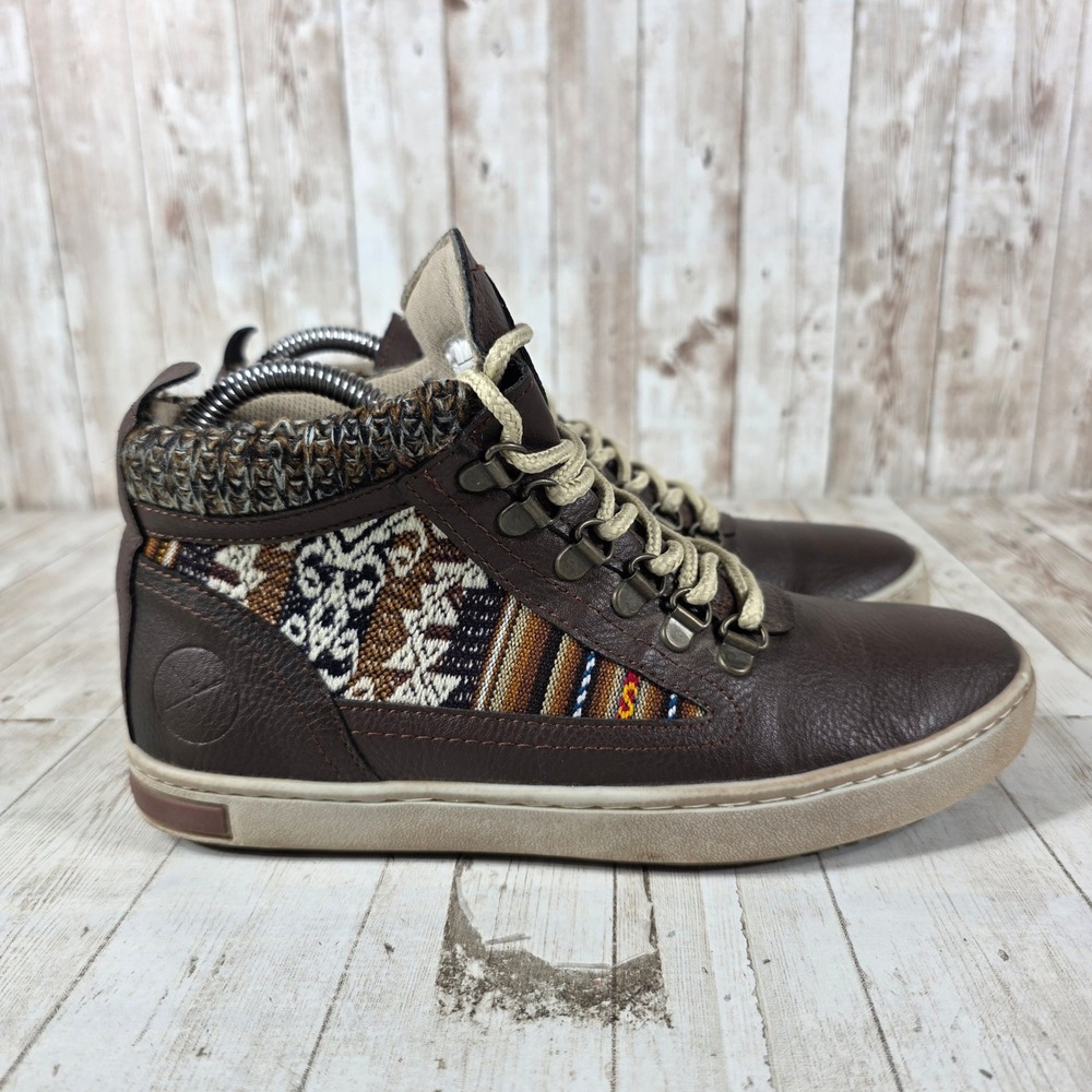 Inkkas Brown Aztec Woven Camping Boot High Top Sneaker Womens 7 Mens 5 EUR 38